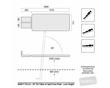 Healthtec - HT Tilt Table Low Height