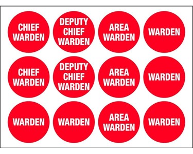 Proactive Group Australia - Fire Signs 'Sheet of 12, Fire Warden Assorted Hard Hat Labels'