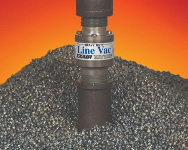 The conveying rate of the Heavy Duty Threaded Line Vac is typically twice that of ordinary air powered conveyors.