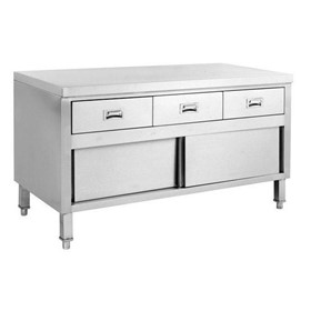 Stainless Work Bench Cabinet With Doors And Drawers | SKTD-1500