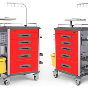 Task Medical Premium Emergency Trolley | 5 Drawers | Defib Shelf