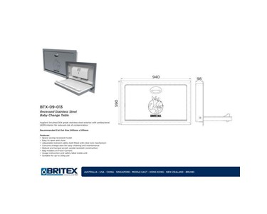 Britex - Recessed Wall Shelf Baby Change Tables