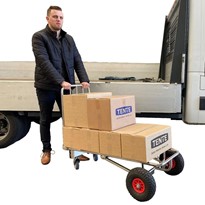 Convert-A-Trolley Converts from Upright to Lower Position While Loaded