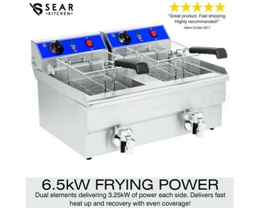 Sear Kitchen - Commercial Deep Fryer Electric 27 Litre – Double Basket Oil Tap