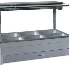 Square Glass Hot Food Bain Marie / Double Row - S23rd