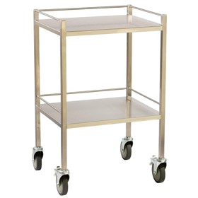 Stainless Steel Equipment Dressing Trolley- 2 Shelf with Rails 