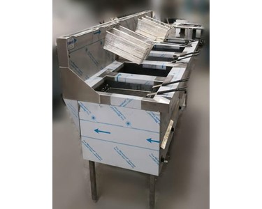 Complete - 4 Pan Straight Back Fryers with Hanging Rail & 22 Pan