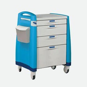 Medication Cart - Medium - Key Lock - Blue