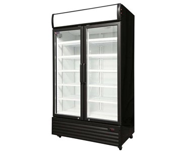 Crusader - CCE1130BLK - Double Glass Door Display Fridge Black