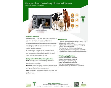 APS Technology Australia - Compact Touch Veterinary Ultrasound System – BestScan® S6 Touch