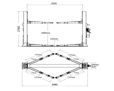 HiLift - 2 Post Hoist | YL-250 5.5T Base Plate Car Hoist