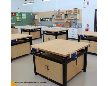 System7 - 1200 x 1200mm Metal Frame Woodwork Bench | 4x 175mm Vices
