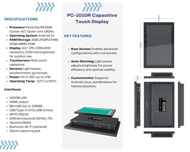 APS Technology Australia - PC-1010R Capacitive Touch Display