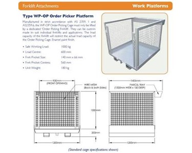 Work Platforms - FORKLIFT Attachment Series