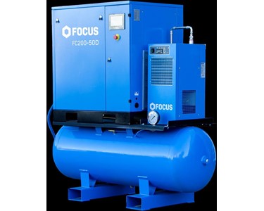 Focus Industrial - FC Screw Compressor 5.5kw - 30kw Fixed Speed Tank-Mounted with Dryer