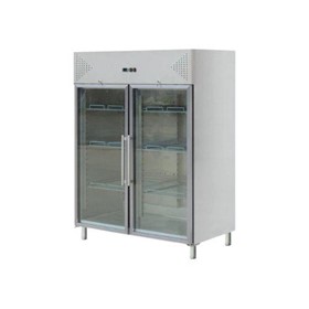 Two Glass Door Upright Stainless Steel Freezer 1300L