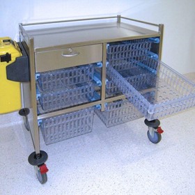 Hospital Basket Trolley | Two Section Stainless Steel Trolley