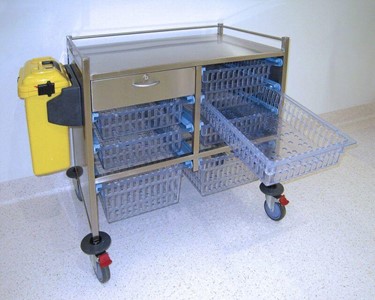 Hospital Basket Trolley | Two Section Stainless Steel Trolley