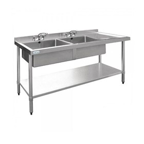 Stainless Sink with Double Left Sink Bowls Splashback 1800 W x 700 D 
