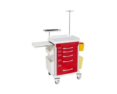 Task Medical - Emergency Cart | Red 5 Drawer Central Locking 