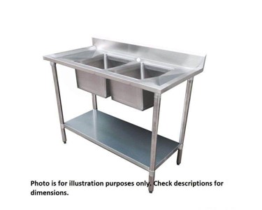 Handy Imports - 304 Grade Stainless Steel Double Sink Benches 600mm Deep 1800-6-DSBC H