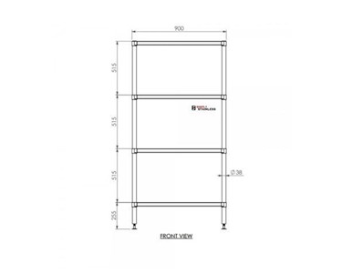 Simply Stainless - Stainless Steel 4 Tier Shelving Unit 900 W X 525 D X 1800 H Mm