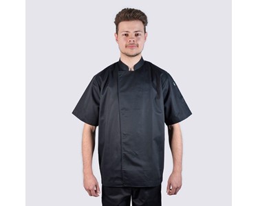 Handy Chef - Black Chef Jacket with Hidden Stainless Steel Stud Buttons