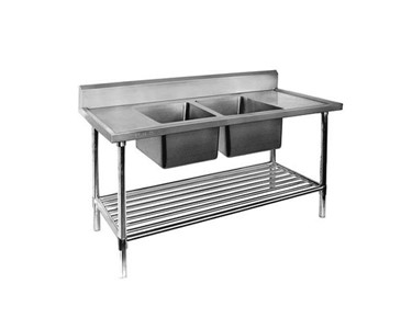 Double Bowl Commercial Sink with S/S pot undershelf 1500mm
