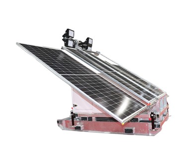 Solar Lighting Tower Skid Mounted 4 Sliding Panels 4 x 150Watt Hydraulic Lithium Batteries LT4150S2