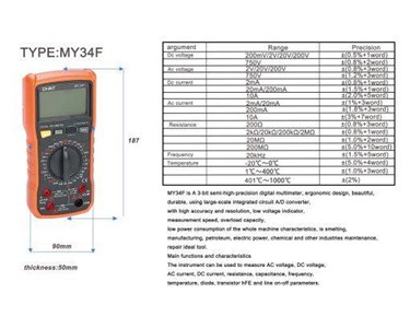 Digital Multimeter 187x90x50mm | MY34F