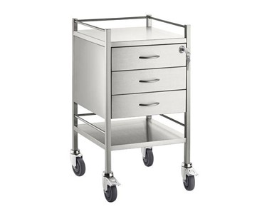 Torstar - Stainless Steel Trolley Three Drawer With Top Locking Drawer