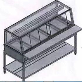 Hot Food Display Square Glass 4 Trays GLHF4GN