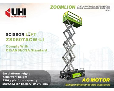 Zoomlion - 6m Electric Scissor Lift (Li-ion) ZS0607ACW-LI