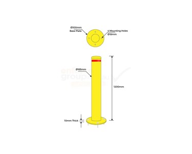 Bollard 165mm Surface Mounted Yellow | B165-SM-Y