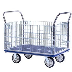 Sitepro Large Single Deck Platform Mesh Trolley with Wire Sides