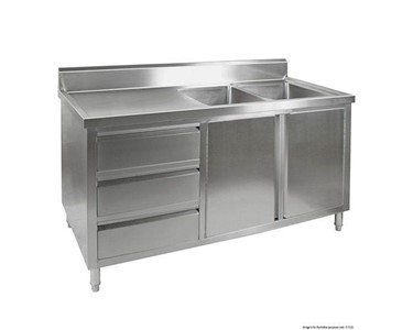 FED - Kitchen Tidy Premium Stainless Steel Cabinet With Double Sinks, Doors 
