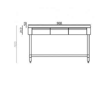 FED - Stainless Steel Bench With 2 Drawers 900 W X 600 D