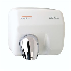 Hand Dryer | Saniflow hand dryer, rotating nozzle, auto. White steel.