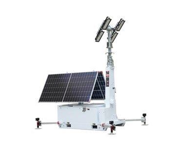 Solar Lighting Tower Skid Mounted 2 Rotating Panels 4 x 150Watt Lithium Batteries