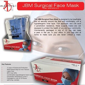 Level 3 Surgical face masks with ear loops per box of 50 masks 
