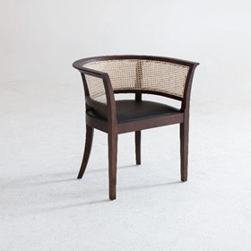 Dining Chair - RC77 Brown Finish & Black Leather Seat