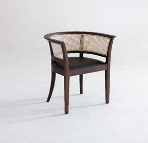Dining Chair - RC77 Brown Finish & Black Leather Seat