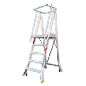 Ladder | Aluminium Spring Wheeled  - Folding Order Picker