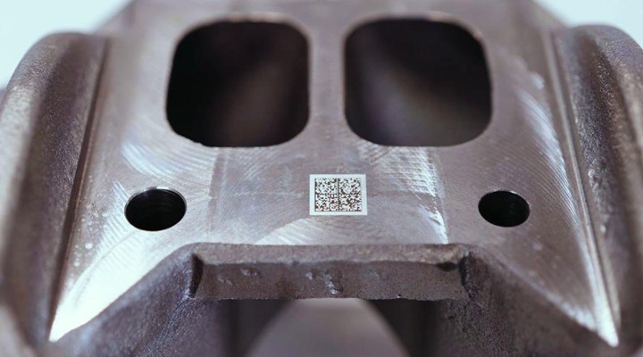 laser marked QR code on automotive part