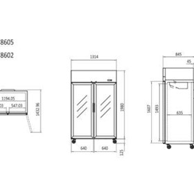 Top Mounted Upright 2 Glass Door Showcase Freezer 1314 Mm| | MCF8602