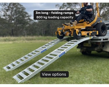Whipps Ramps - 3m Aluminium Folding Zero Turn Ride On Mower Loading Ramps – 800kg Capacity