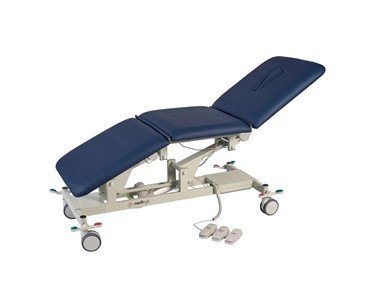 LOGIFORM - Deluxe 3 Section Full Electric Couch with Central Locking Castors Navy Blue