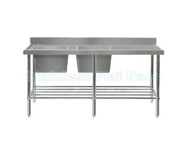 Mixrite - Double Left Stainless Sink 2400 W x 600 D with 150mm Splashback