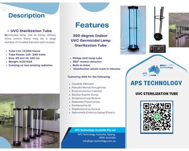 APS Technology Australia - UVC Germicidal Lamp Sterilization Tube l 360 degree Indoor  