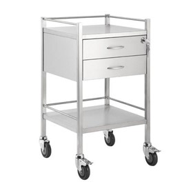 Stainless Steel Trolley Two Drawer With Top Locking Drawer
